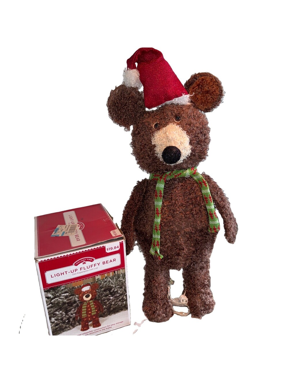 Light Up Fluffy Bear 30" Teddy Christmas Outdoor Lights Indoor Yard Decor Lamp
